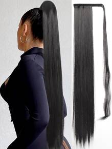 Siêu Dài Thẳng Phần mở rộng tóc đuôi ngựa Đối với phụ nữ Đen Quần quanh Sợi tổng hợp Tóc Dài Ngựa con Cái đuôi Miếng tóc giả - màu đen - Xem 1
