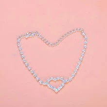 1入組熱沙灘派對水鑽心腳錬時尚簡約風格閃光鑽石裸腳裝飾 - 銀色 - 查看 2