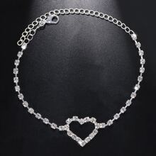 1入組熱沙灘派對水鑽心腳錬時尚簡約風格閃光鑽石裸腳裝飾 - 銀色 - 查看 4