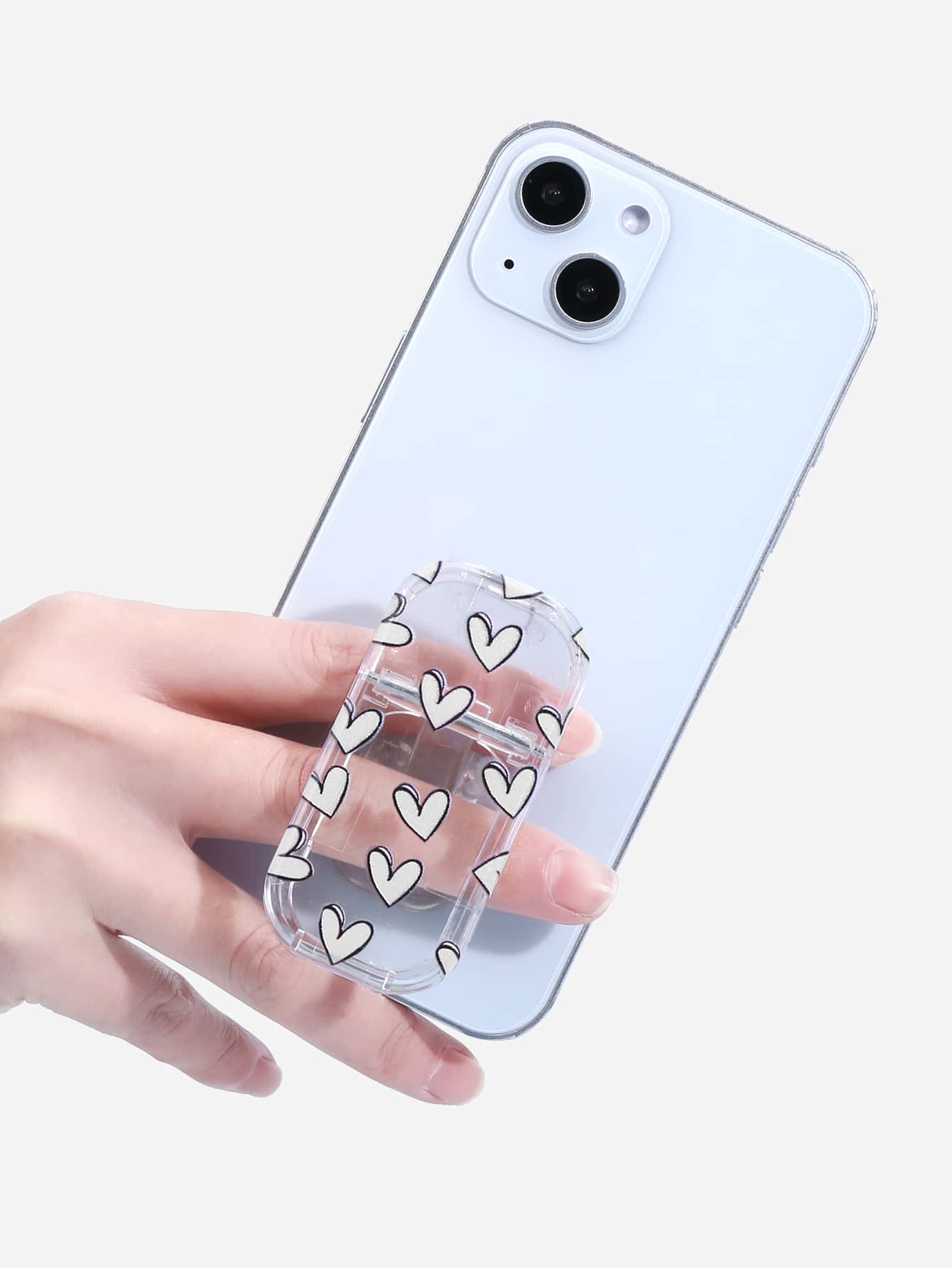 Heart Pattern Stand-Out Phone Grip - White - View 1