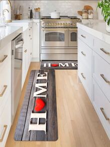 Heart & Letter Pattern Anti-slip Absorbent Kitchen Floor Mat - Multicolor - View 2