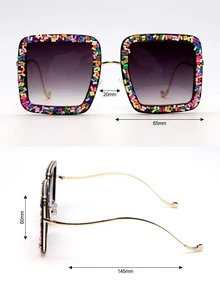 1 件仿制糖果碎糖注射器造型聚合物粘土猫眼时尚眼镜 - 漸層 - 查看 3