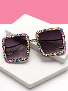 1 件仿制糖果碎糖注射器造型聚合物粘土猫眼时尚眼镜 - 漸層 - 查看 1