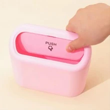 1pc Portable Mini Creative Pink Car Trash Can - Pink - View 4