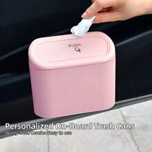 1pc Portable Mini Creative Pink Car Trash Can - Pink - View 2