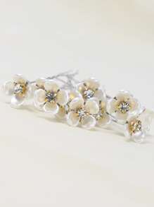 10 chiếc kẹp tóc hình hoa ngọc trai giả, phong cách cổ điển, lãng mạn, thanh lịch, phụ kiện tóc cô dâu, lược cài tóc lệch bên, thích hợp cho đám cưới, Ngày của Mẹ. - Bạc - Xem 5