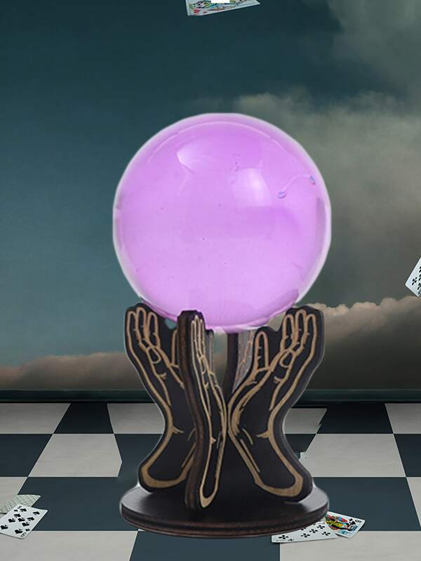 Multicolor Handshaped Wooden Crystal Stand (without Crystal Ball) For