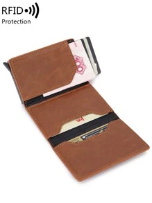 Đúng mốt Dây kéo Ví thẻ - màu nâu - Xem 3