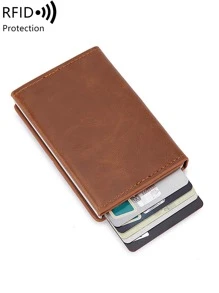 Đúng mốt Dây kéo Ví thẻ - màu nâu - Xem 1