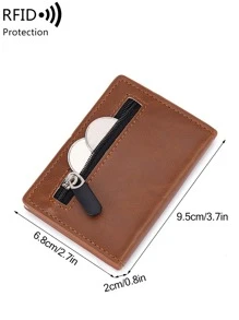 Đúng mốt Dây kéo Ví thẻ - màu nâu - Xem 5