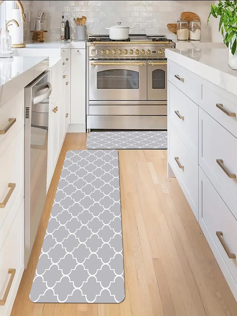 1入組幾何樣式防滑廚房地墊,現代滌綸廚房墊 - 彩色 - 查看 1