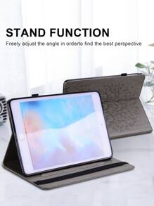 GLANDOTU Tablet Case Compatible With Samsung IPad Tablet PU Leather Folio Folding Stand Wallet Flip Case With Card Slot Pen Clip(Tree And Deer) Grey