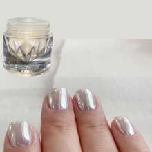 1盒0.2克美甲闪粉孔雀珍珠美甲粉闪光亮片婚礼新娘美甲设计摩擦粉镜面效果仙女粉DIY（银色月光镜面）美甲饰品美甲宝石美甲用品美甲 - 白色 - 查看 6