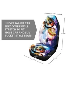 1pc Cat Print Car Seat Cover - Multicolor - View 3