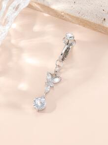1pc Women's Gorgeous Style Artificial Cubic Zirconia Dating Holiday Wearing Bellybutton Studs - Silver - View 2