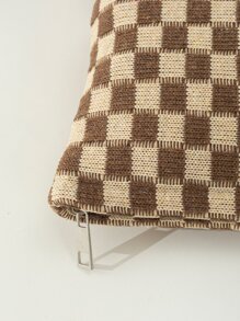 Dệt kim Nâu Checkered Dung lượng lớn Không thấm nước Lục giác Túi mỹ phẩm - màu nâu - Xem 4