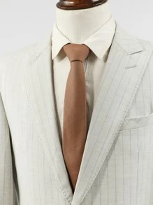 1pc Men's Solid Color Chestnut Brown Suit Fabric Necktie Casual Men Necktie,Festival,Fathers Day Gift - Maroon - View 2