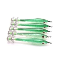 JTUUWRAP 5入組10cm/6g發光烏賊魷魚辣椒,海釣鈎,釣魚餌模擬蝦和魚餌,釣魚配件 - 綠色 - 查看 2