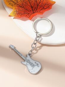 1入組微型吉他鑰匙圈適用於女士們,包吊墜 - 白色 - 查看 1