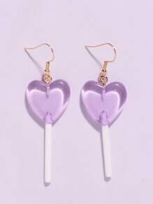 10pcs/Set Summer Vacation Style Orange Earrings, Personalized Sweet Creative 3D Resin Lollipop & Heart Earrings, Gift For Girlfriend - Multicolor - View 4