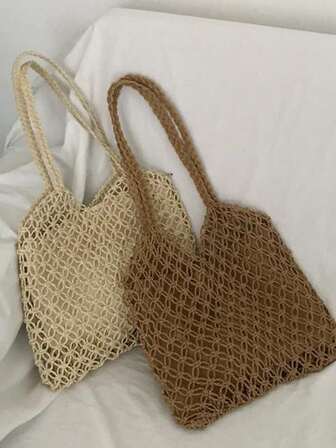 playa de verano Bolso moda de paja tejido Bolso Bolso tote