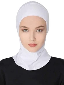 1pc White Neck Wrap Head Scarf Women Hijab Women Instant Hijab Headband Abaya Accessories Under Cap Women Veil - White - View 2