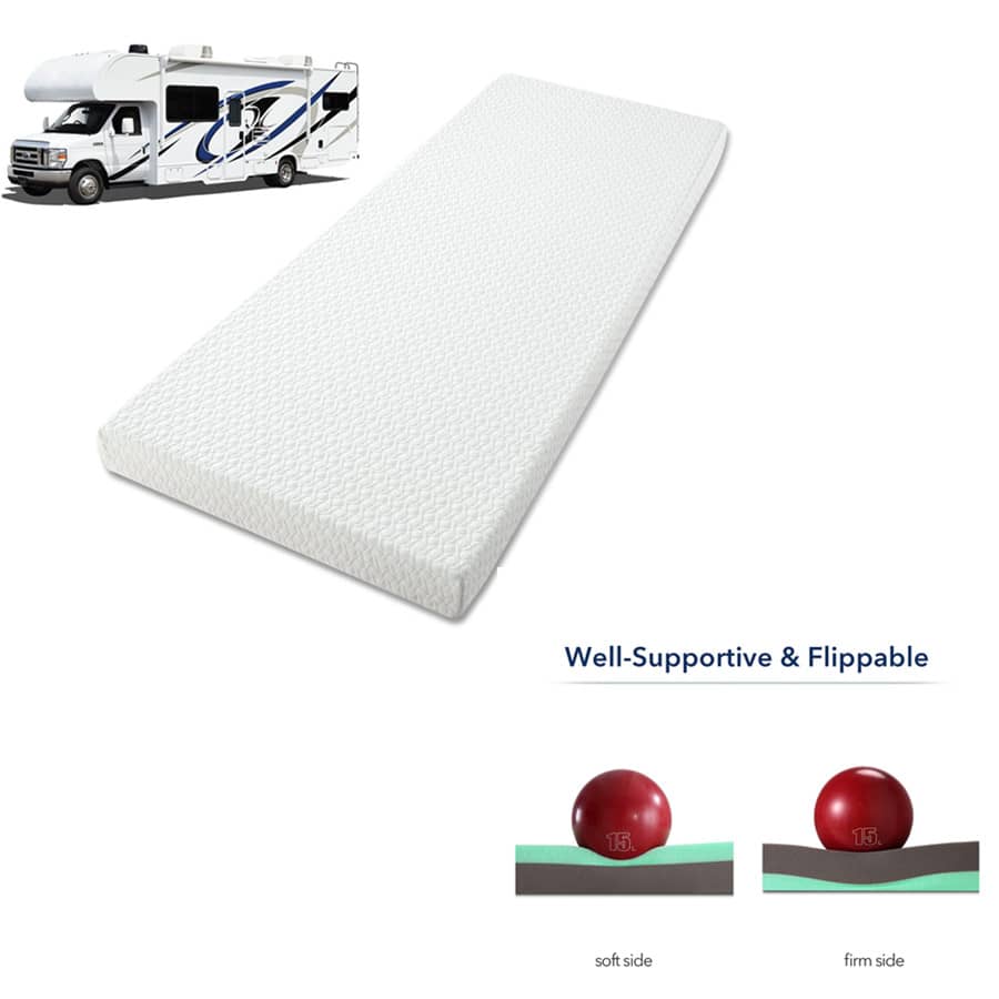 Mattress Topper RV Bunk (34" x 75"), 4Inch Memory Foam Mattress Topper