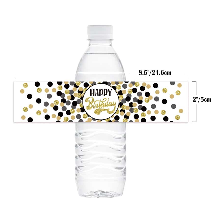 Set of 10 Happy Birthday Water Bottle Labels for Boy Girl Men Women
