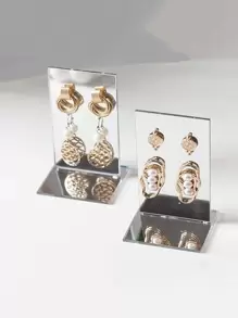 2 piezas Soporte de exhibición de joyería, Portaaturas - Plateado - Ver 3