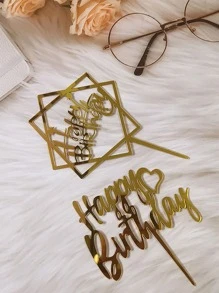 1 Miếng Slogan Đồ trang trí Acrylic Trang trí bánh - Vàng - Xem 3