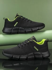 verano de hombres con patrón de letra delantero con tira Zapatos de atletismo moda Zapatillas deportivas - Verde - Ver 4