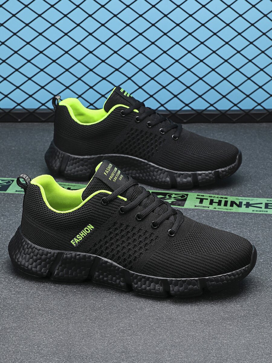 verano de hombres con patrón de letra delantero con tira Zapatos de atletismo moda Zapatillas deportivas - Verde - Ver 1