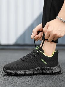 verano de hombres con patrón de letra delantero con tira Zapatos de atletismo moda Zapatillas deportivas - Verde - Ver 8