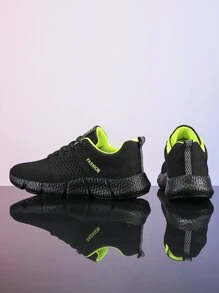 verano de hombres con patrón de letra delantero con tira Zapatos de atletismo moda Zapatillas deportivas - Verde - Ver 3