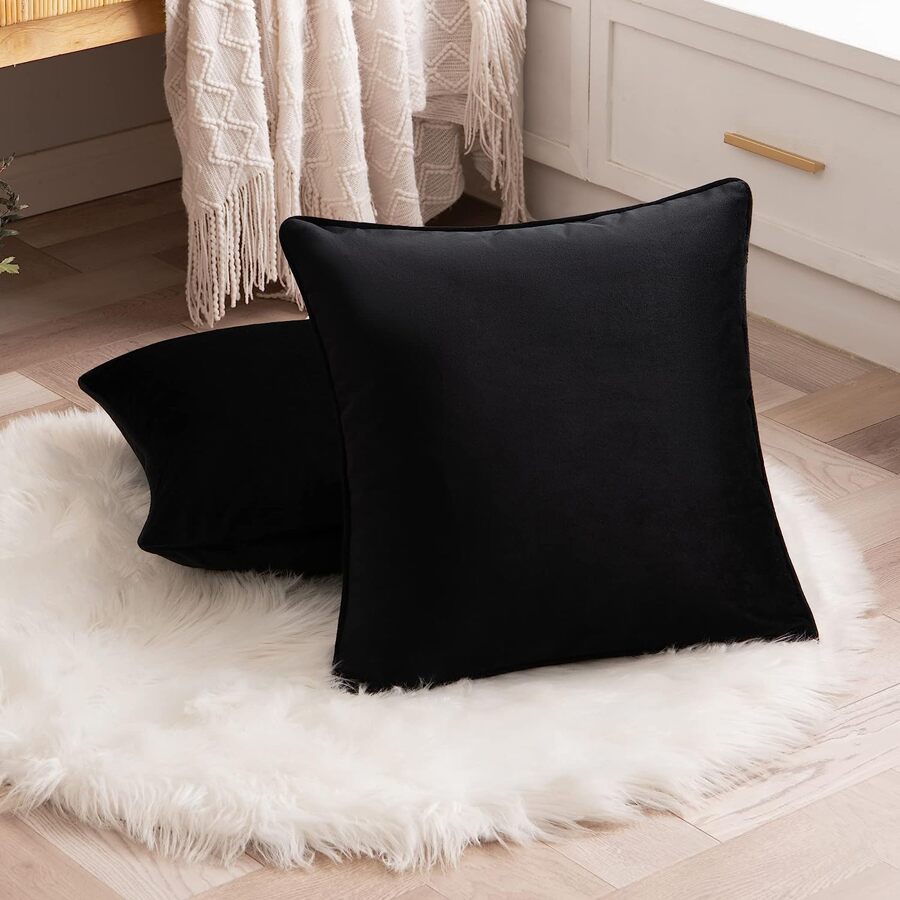 Luxury Velvet Couch Pillow Covers - Black - View 1