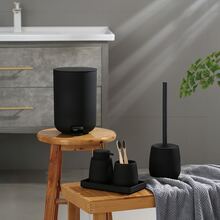 5pcs Solid Color Cleaning Brush & Lotion Dispenser & Toothbrush Cup - Black - View 2