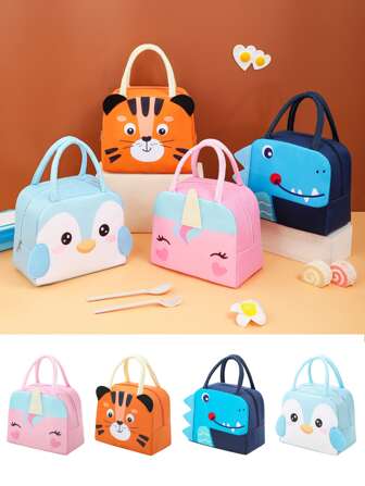 3D立體卡通獨角獸圖案午餐袋，可愛拉鍊防水聚酯纖維午餐盒袋手提收納保溫袋，帆布午餐盒袋適用於學校工作午餐袋，保溫午餐袋，適用於便當餐盒、旅行、辦公室度假、學生、男性、女性、學生、露營便攜式學校午餐盒，多功能老師學生組織者