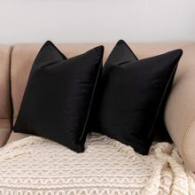 Luxury Velvet Couch Pillow Covers - Black - View 5