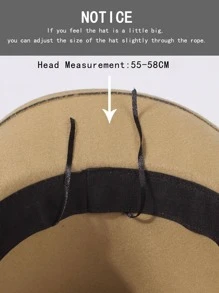 1pc Unisex Belt & Studded Decor Cowboy Fedora Hat For Daily Life - Khaki - View 6