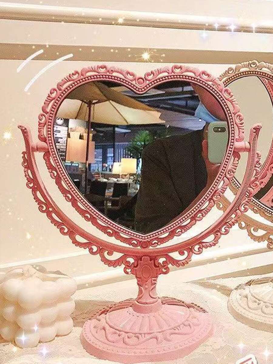 1 Miếng Phong cách Vintage Gấp đôi Gương Bàn làm việc Xoay Gương trang điểm Đối với Ký túc xá , Phòng ngủ Với Đơn giản Và Thanh lịch Thiết kế - Hồng - Xem 1