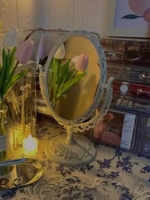 1 Miếng Phong cách Vintage Gấp đôi Gương Bàn làm việc Xoay Gương trang điểm Đối với Ký túc xá , Phòng ngủ Với Đơn giản Và Thanh lịch Thiết kế - Hồng - Xem 4