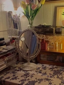 1 Miếng Phong cách Vintage Gấp đôi Gương Bàn làm việc Xoay Gương trang điểm Đối với Ký túc xá , Phòng ngủ Với Đơn giản Và Thanh lịch Thiết kế - Hồng - Xem 3