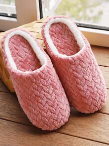 1 双软底室内拖鞋，防滑静音鞋底，适合木地板上的春秋冬季情侣拖鞋 - 西瓜粉 - 查看 2