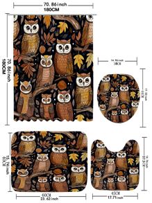 1 Miếng Mùa thu Con cú & Thực vật & Lá Mẫu Số In ấn Rèm cửa nhà tắm Hoặc Thảm trải sàn - Nhiều màu - Xem 2