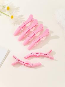 6 件女士发夹 - 宽齿和双铰链设计 - 鳄鱼形分区夹、专业美发沙龙夹、防滑发夹、鳄鱼发夹、美发沙龙分区夹、塑料发夹、短鼻子鳄鱼夹，用于造型、分区头发、理发、日常使用、返校、旅行度假必需品、女士发饰、光滑后梳、理发配件、吹风机 - 粉色 - 查看 2