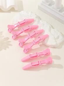 6 件女士发夹 - 宽齿和双铰链设计 - 鳄鱼形分区夹、专业美发沙龙夹、防滑发夹、鳄鱼发夹、美发沙龙分区夹、塑料发夹、短鼻子鳄鱼夹，用于造型、分区头发、理发、日常使用、返校、旅行度假必需品、女士发饰、光滑后梳、理发配件、吹风机 - 粉色 - 查看 5