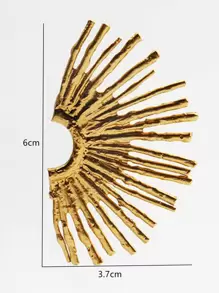 1pair Geometric Design Statement Hollow Out Left & Right Side Earrings, European And American Style - Yellow Gold - View 4