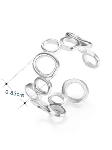 1 anillo de plata de ley 925 con círculo geométrico, accesorio de moda con diseño abierto ajustable para la colección de mujeres, no solo simple sino también elegante, regalo perfecto para los amantes de la joyería de alta clase. - Plateado - Ver 4