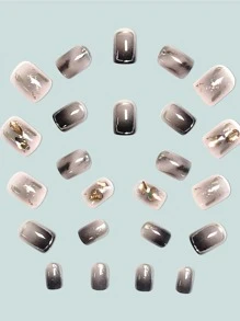 24 cái Đen Nước đá Biến đổi dần Móng tay giả Với Pha lê & Gold Foil Đồ trang trí , Với Thạch Gel Và Giũa móng tay - Nhiều màu - Xem 3