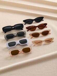 8pcs Plastic Cat Eye & Geometric Frame Decor Vintage Style Eyeglasses Set - Multicolor - View 1